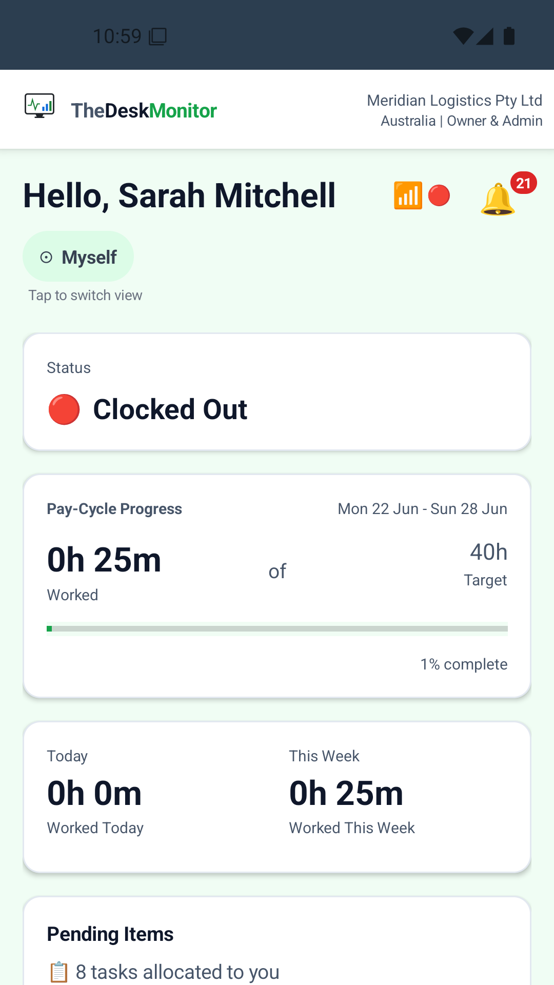 Dashboard — My Day: personal productivity view