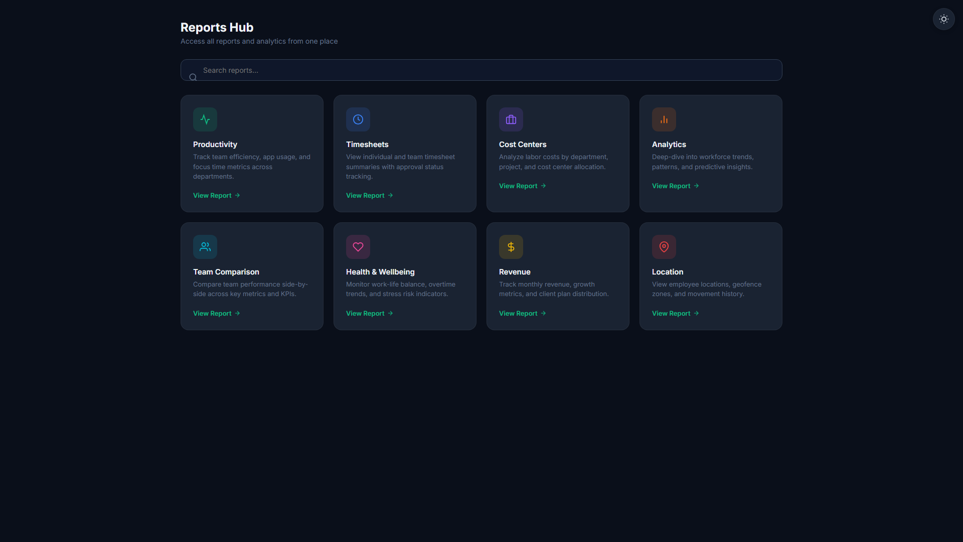 Reports dashboard
